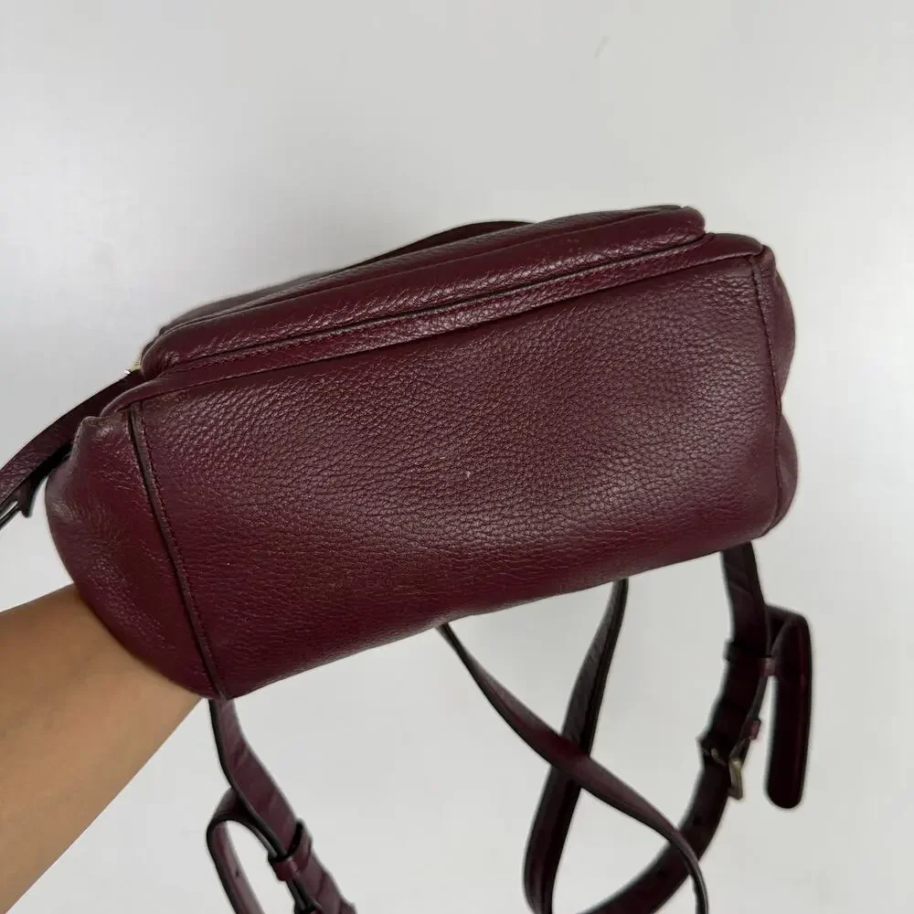 Kate Spade New York Jackson Small Pebbled Leather Backpack Maroon Red
